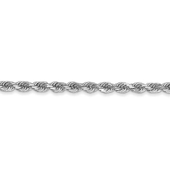 2.25mm 10k White Gold Solid Diamond Cut Rope Chain Bracelet, 8 Inch - Picture 2 of 5